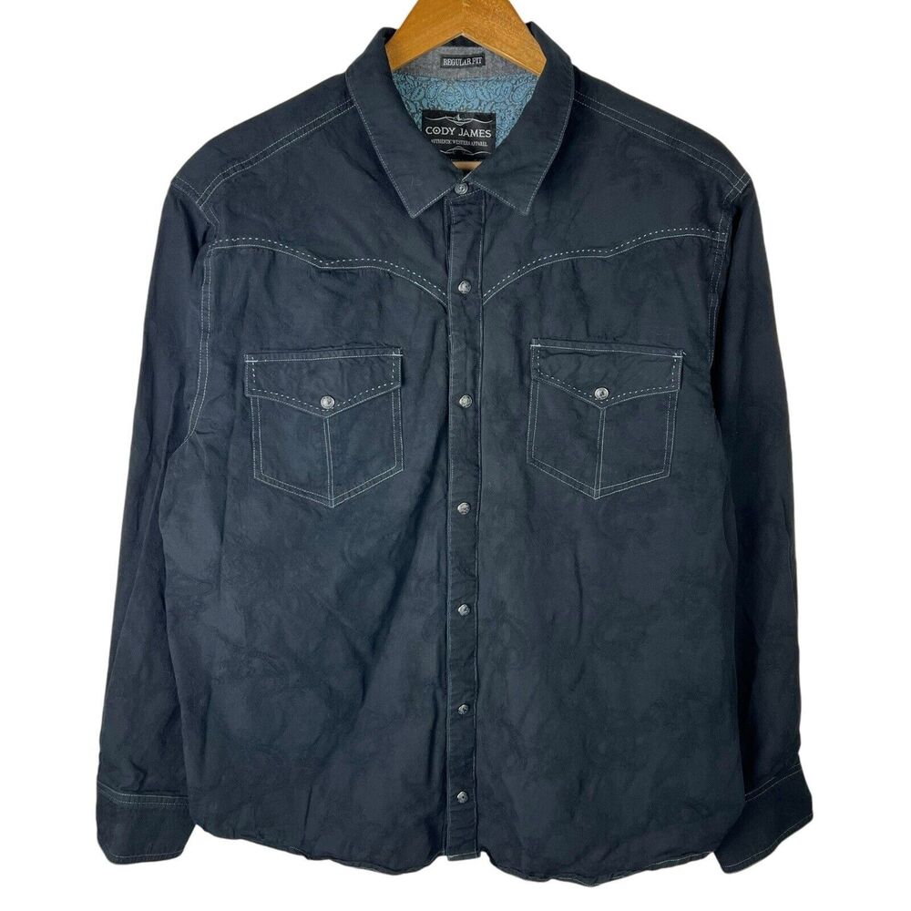 Cody James Western Shirt Mens XL Pearl Snap Embossed Pockets Cowboy Rancher